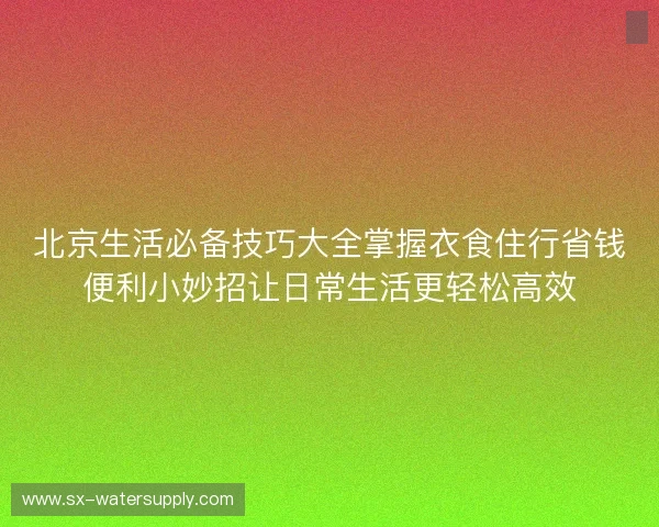 北京生活必备技巧大全掌握衣食住行省钱便利小妙招让日常生活更轻松高效